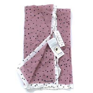Madewell 100% Organic Cotton Pink White Black Dot Square Scarf NWT